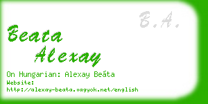 beata alexay business card