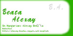 beata alexay business card